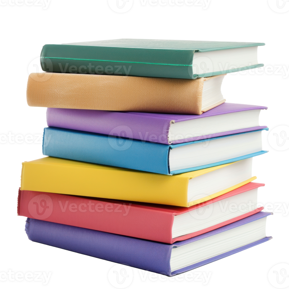 photograph blank color stack books isolated on transparent background png