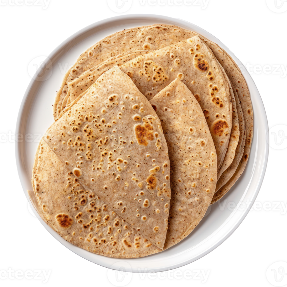 An Indian dish Flaxseed roti made of flaxseed powder served in a white ceramic plate. make it hyper realistic with Photography png