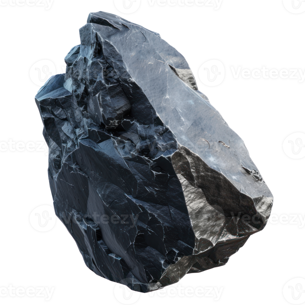 black rare stone mineral isolated on white, game element, realistic, 3d png