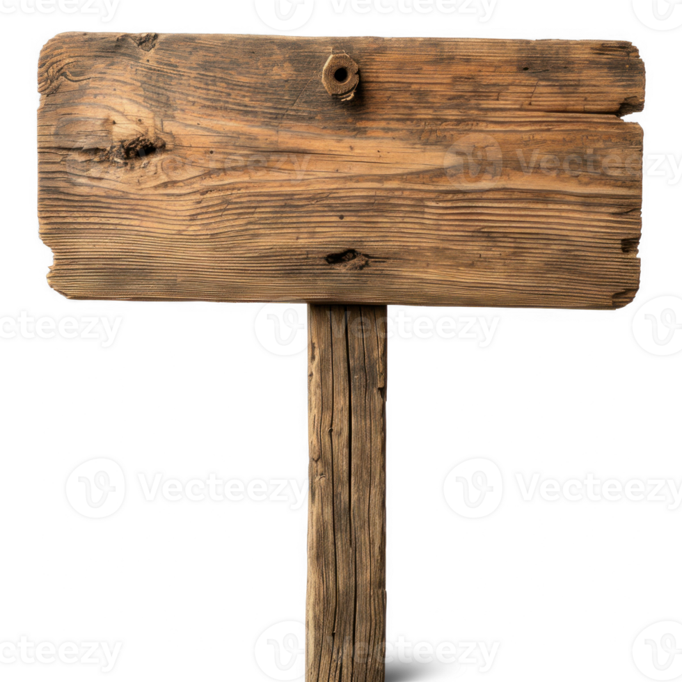Blank empty wooden rustic signage sign board signpost post wood on transparent background png