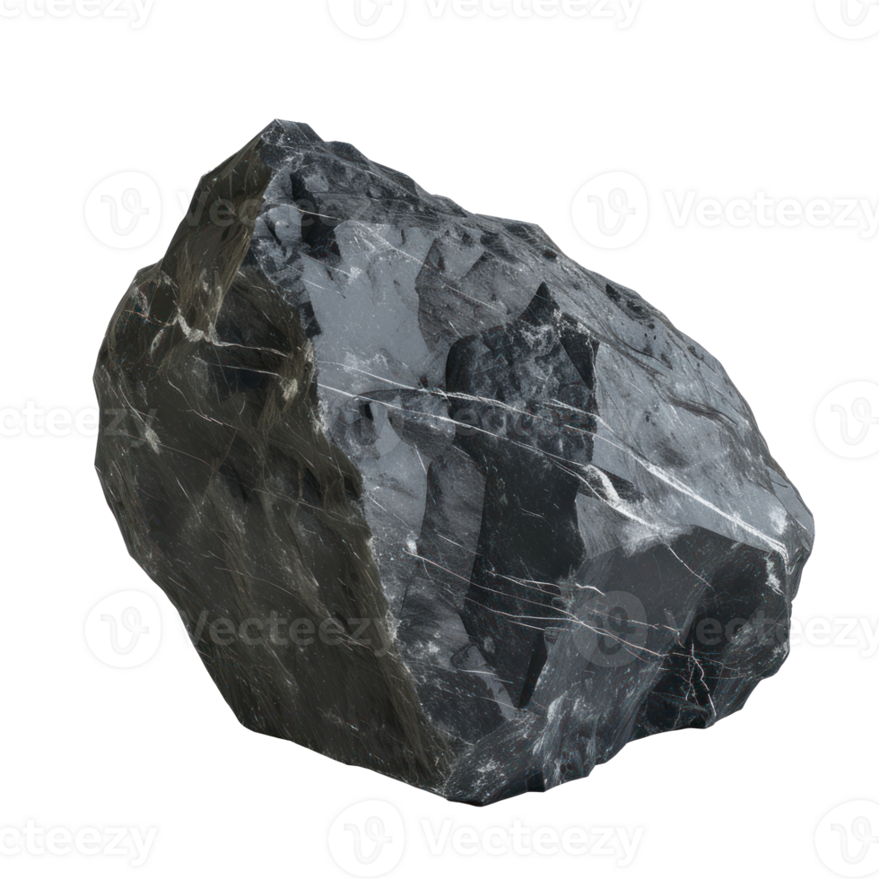 black rare stone mineral isolated on white, game element png
