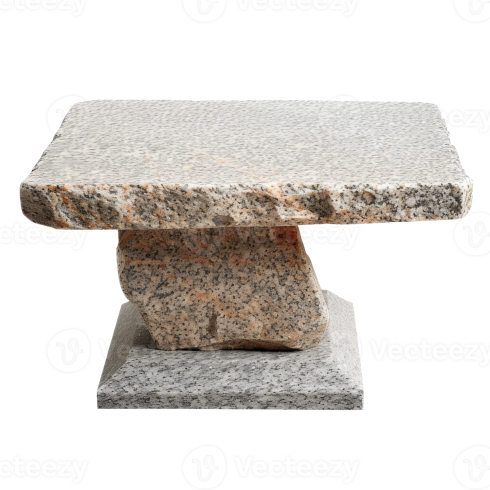 Empty top of granite stone table isolated on transparent background png