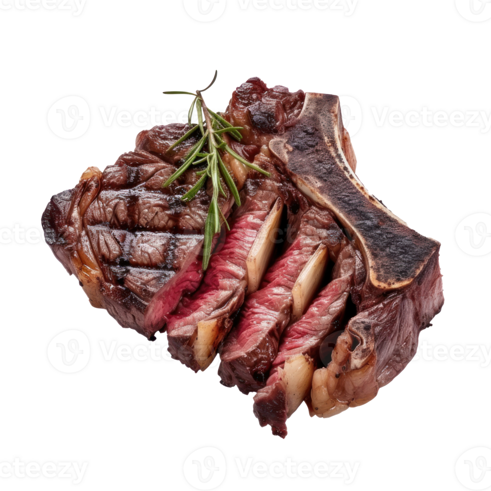 Barbecue sliced rib eye Tomahawk beef steak Transparent background png