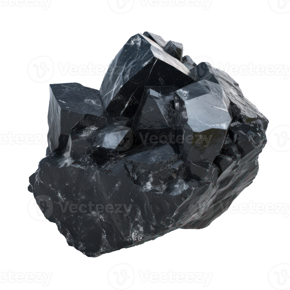 black rare stone mineral isolated on white, game element png