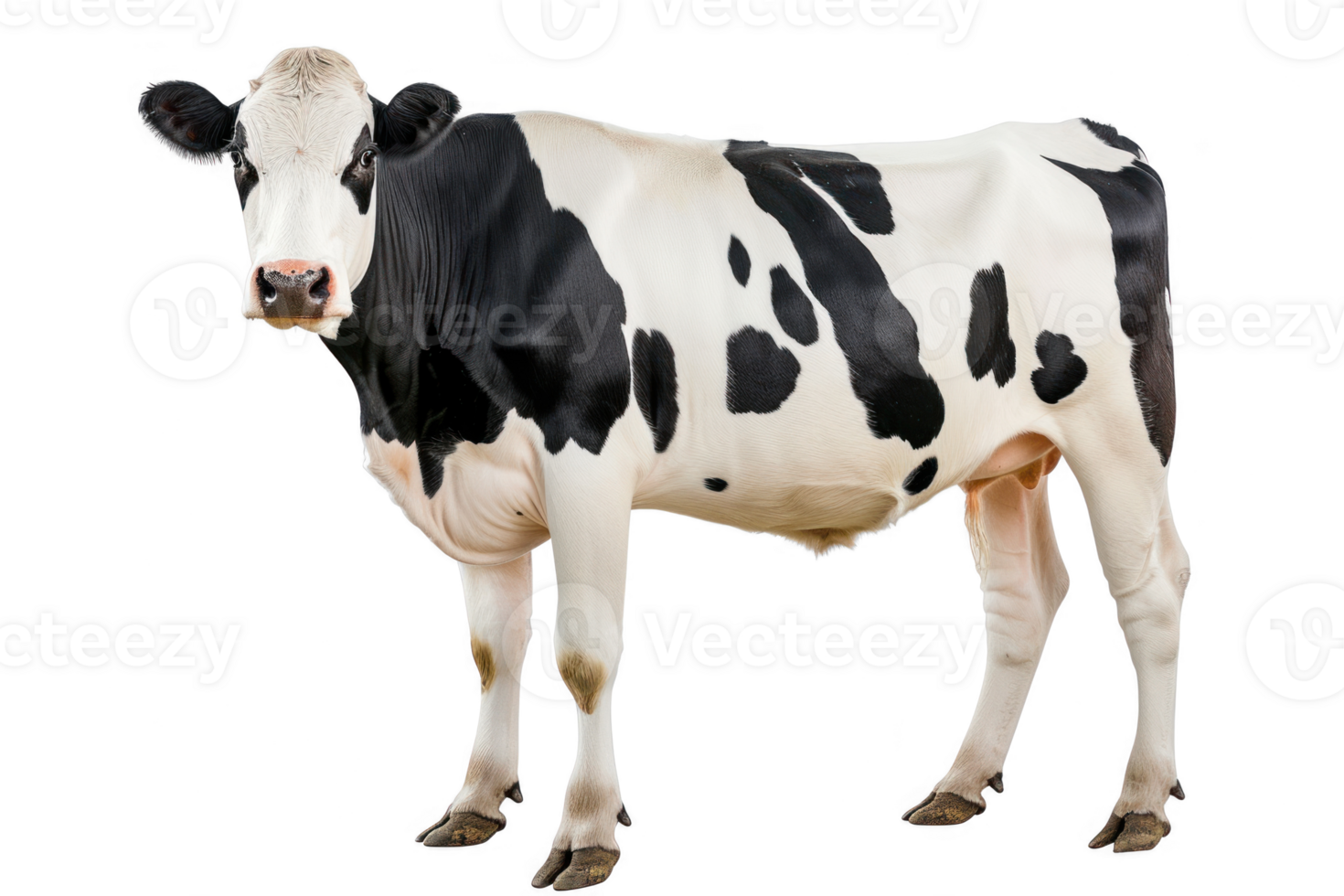 white and black cow isolated on transparent background png