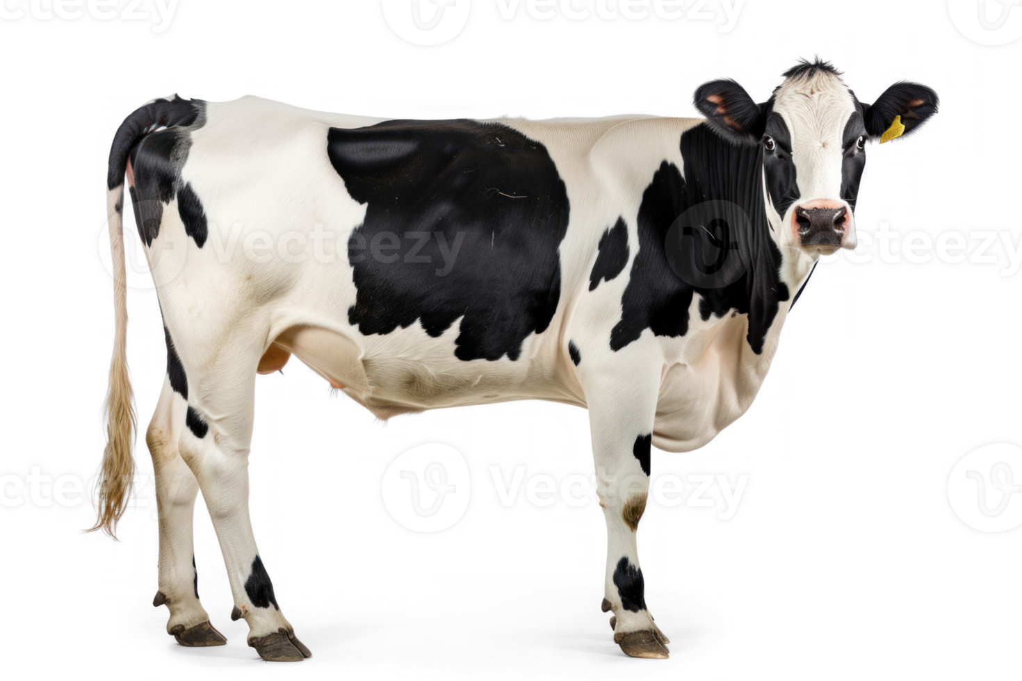 white and black cow isolated on transparent background png