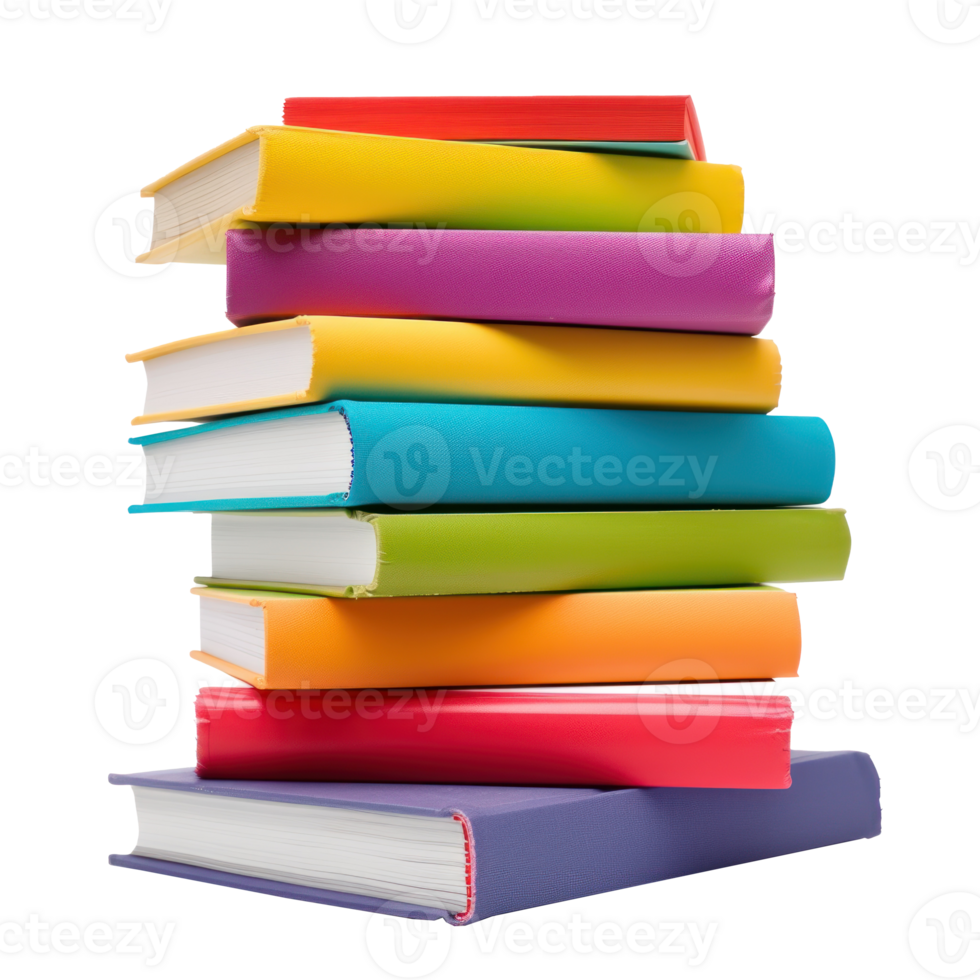 photograph blank color stack books isolated on transparent background png