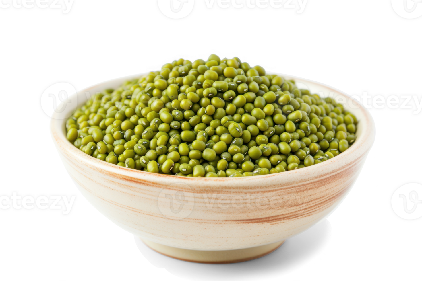 Green mung beans in bowl isolated on transparent background png