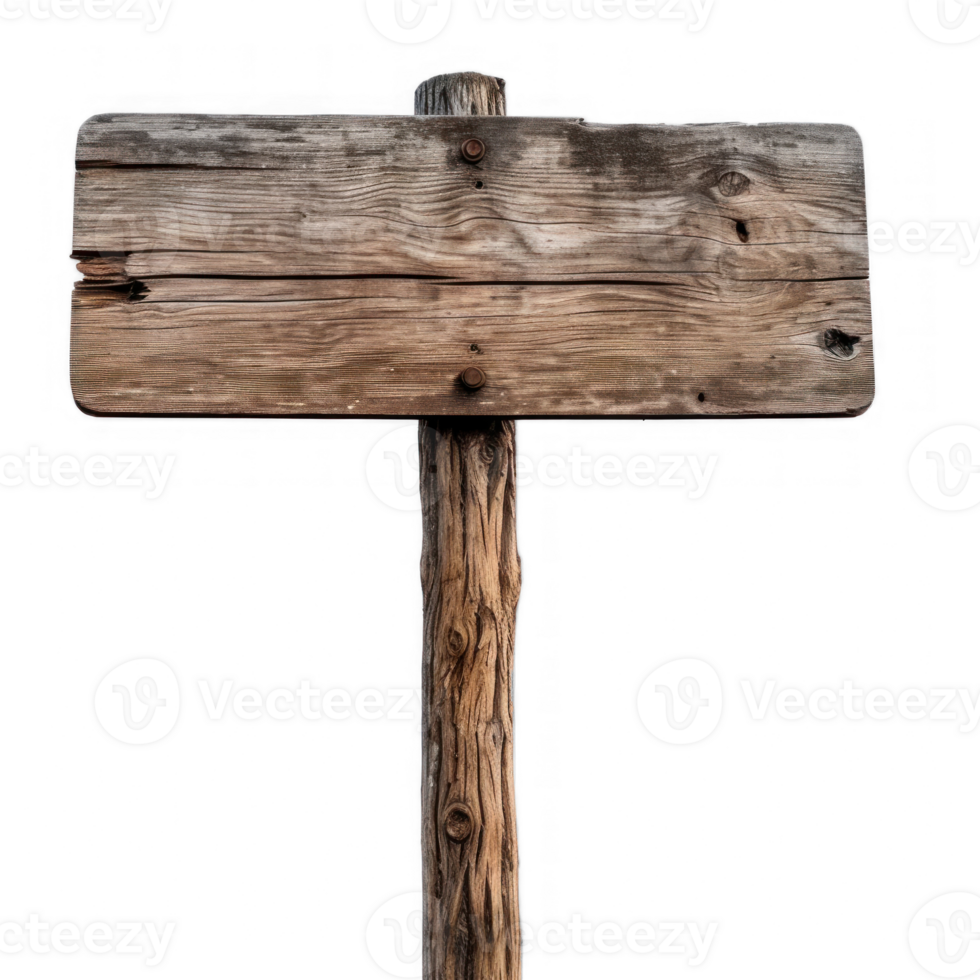 Blank empty wooden rustic signage sign board signpost post wood on transparent background png