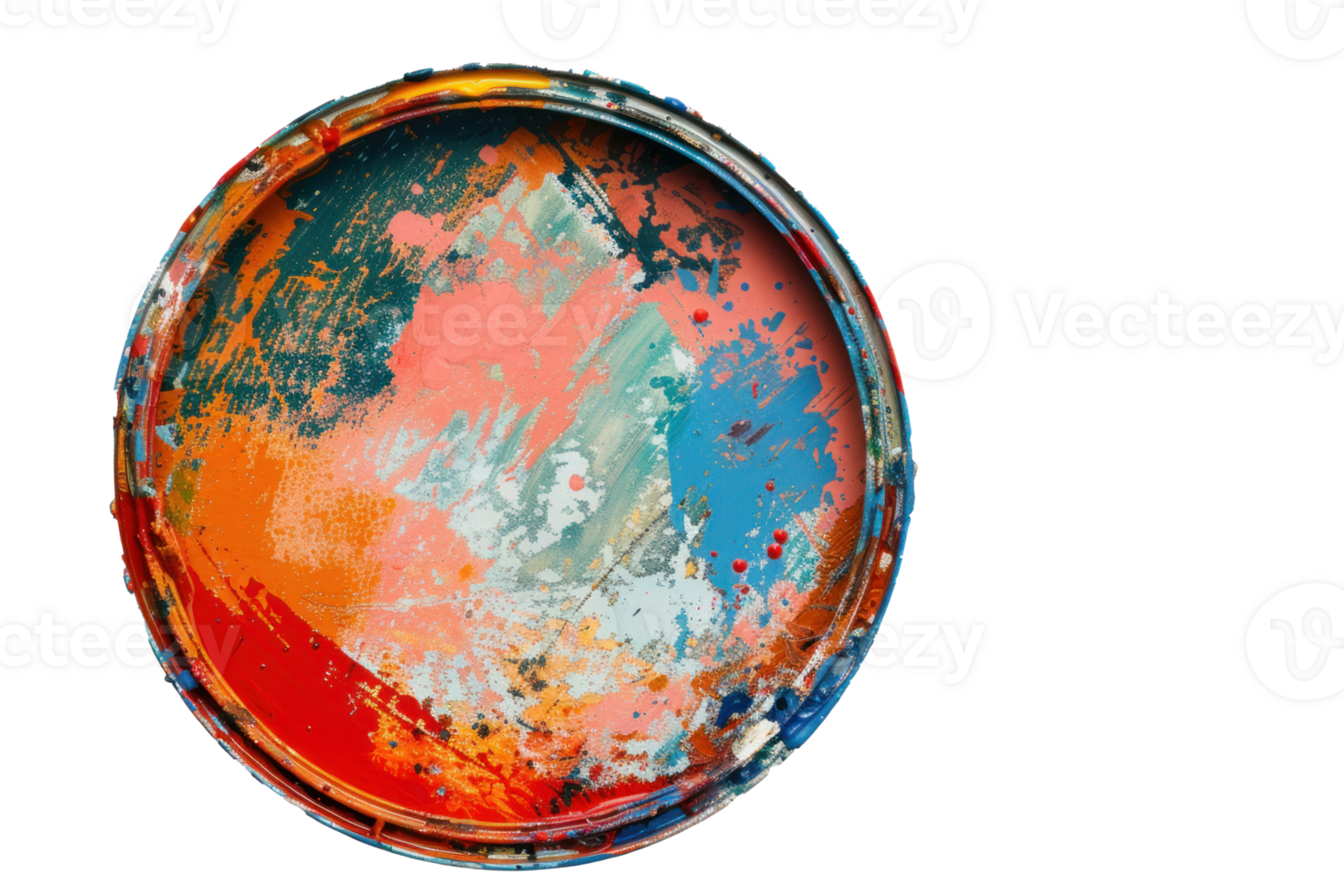 open paint tin from above, on pure transparent background png