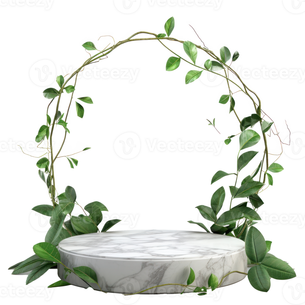 a round table with green plants and vines png
