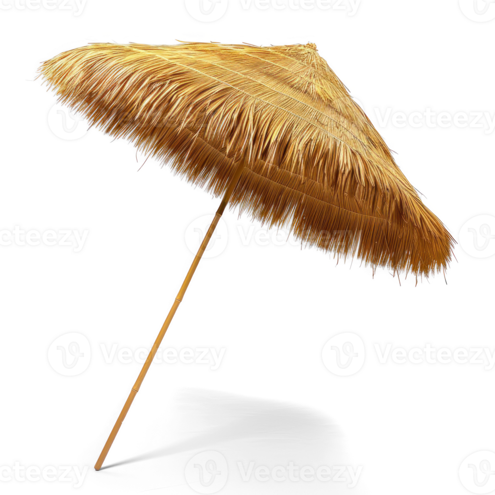Straw beach umbrella isolated on transparent background png