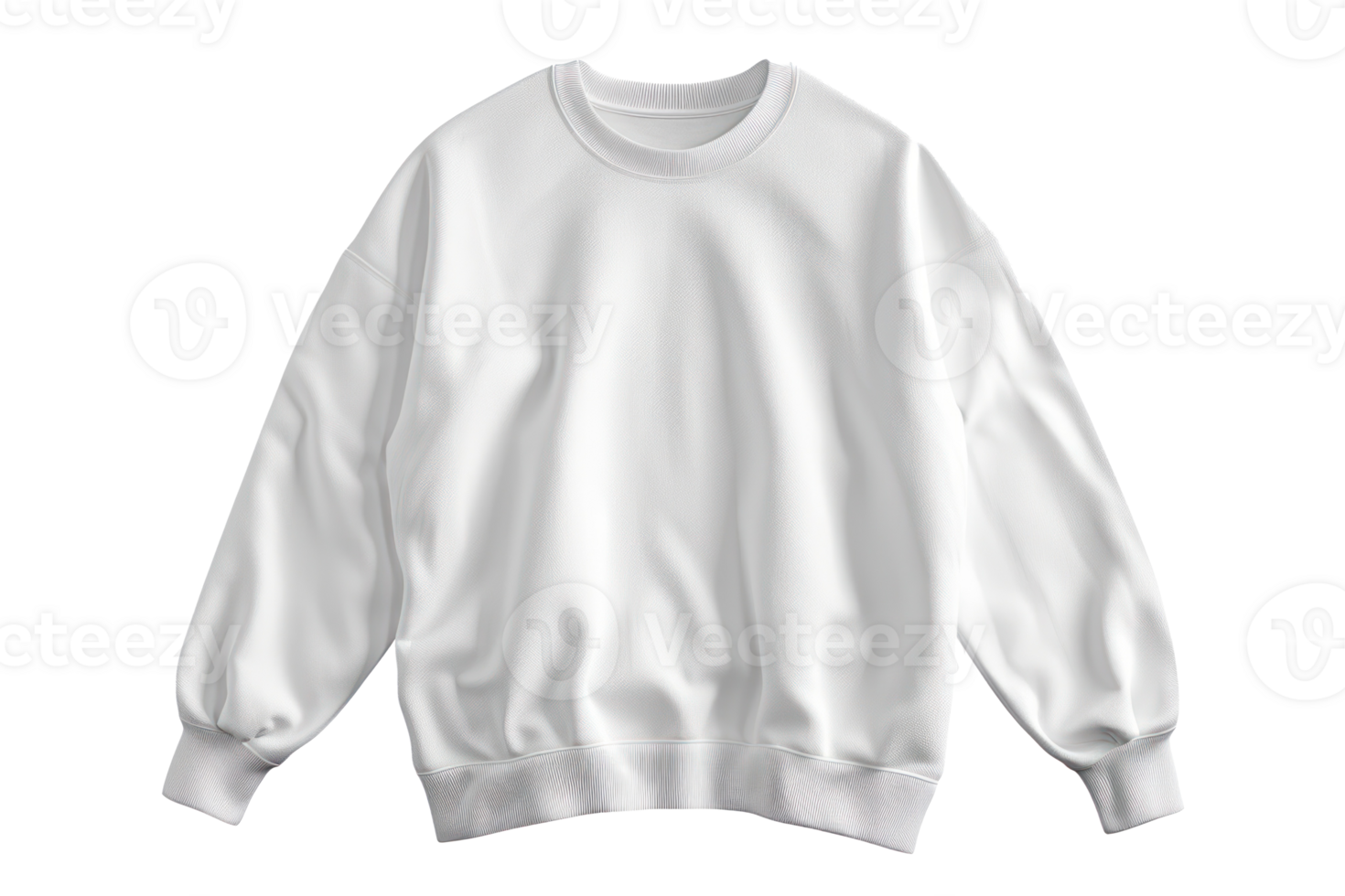 single white sweatshirt mockup isolated on a transparent background png