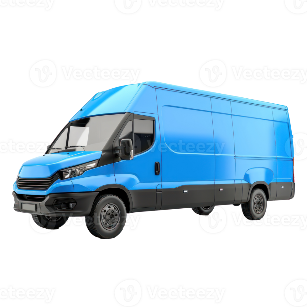 blue delivery van on transparent background png