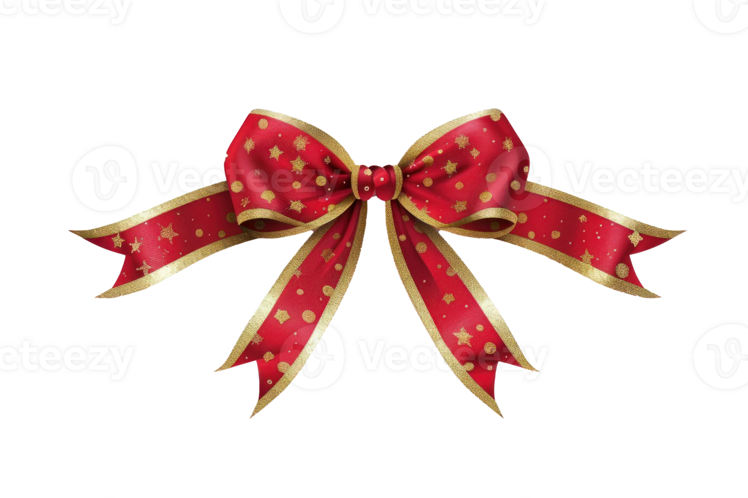 minimalistic Red ribbon and bow with gold photorealistic high quality isolated on transparent background png