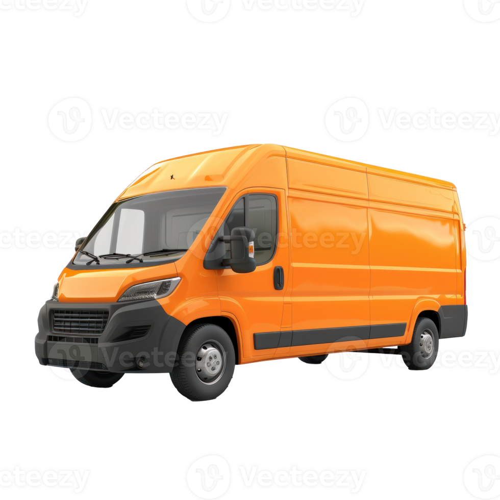 orange delivery van on transparent background png