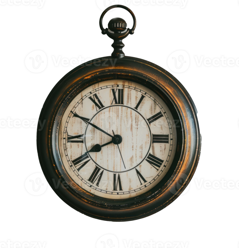 an old clock with roman numerals on the face isolate on transparent background png
