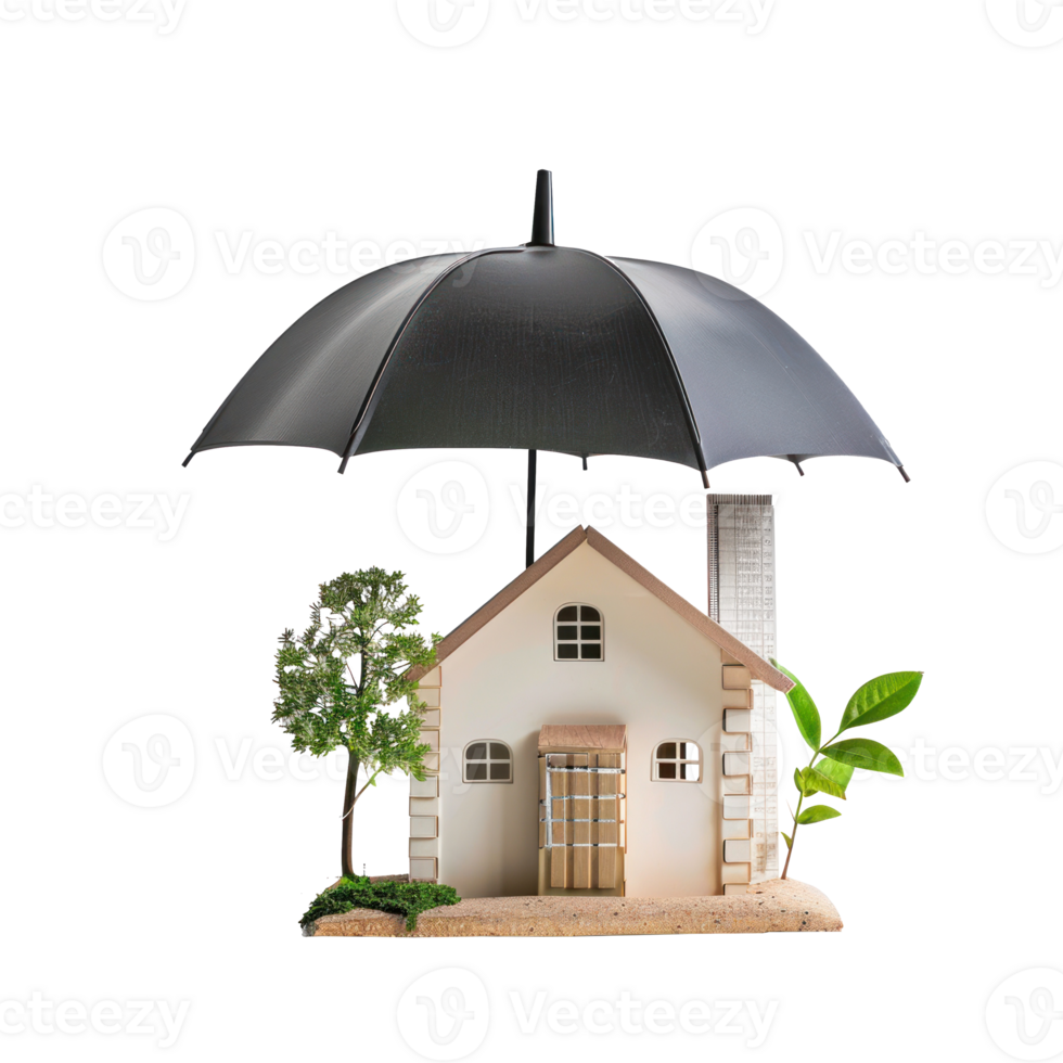 small house under umbellar, insurance concept transparent background png