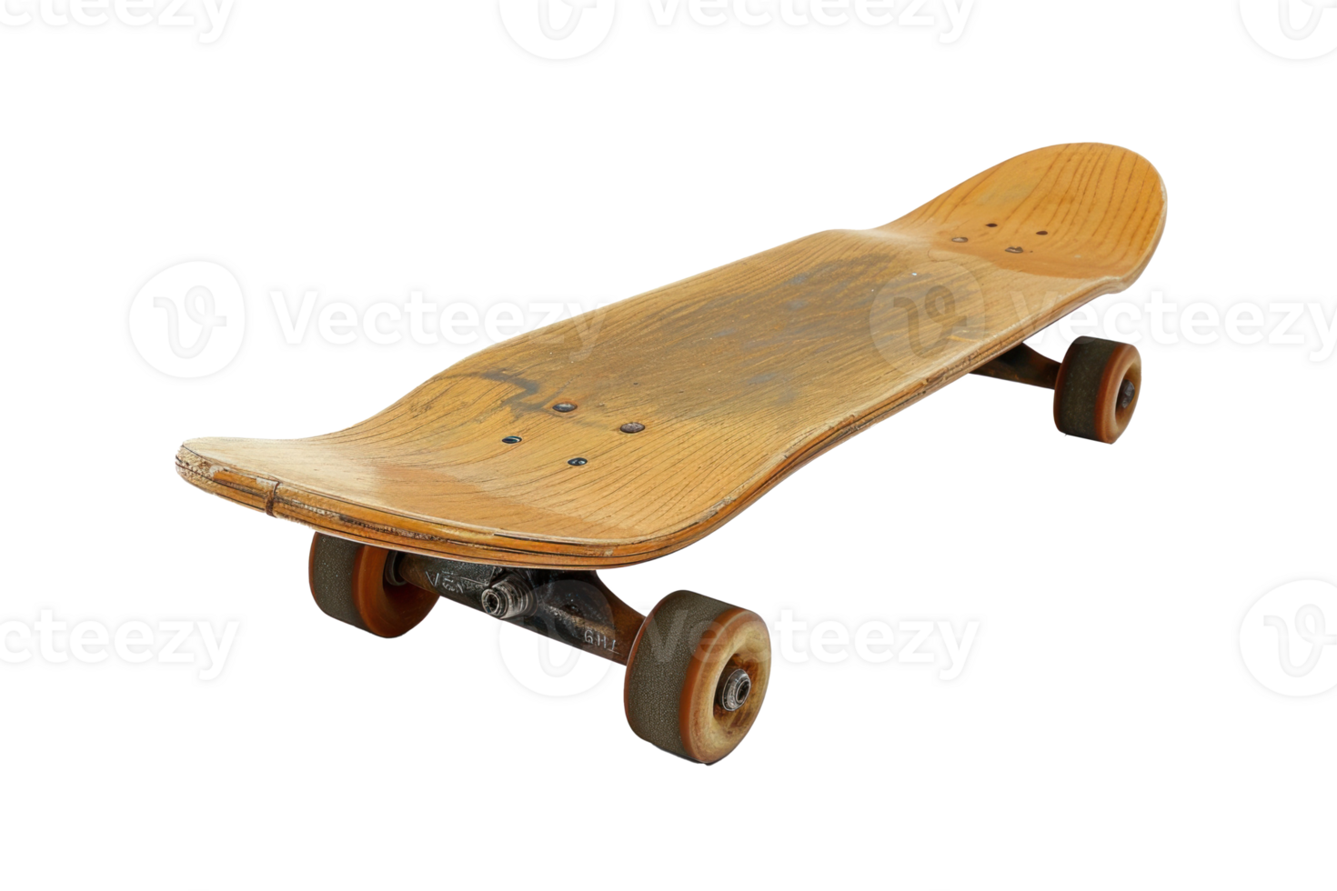 thin wooden skate board, 80's, side shot, on a transparent background png