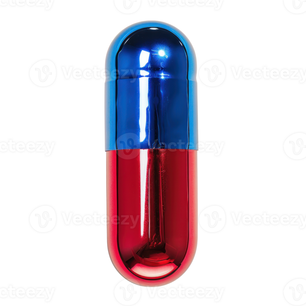 Two tone blue and red capsule, transparent background png
