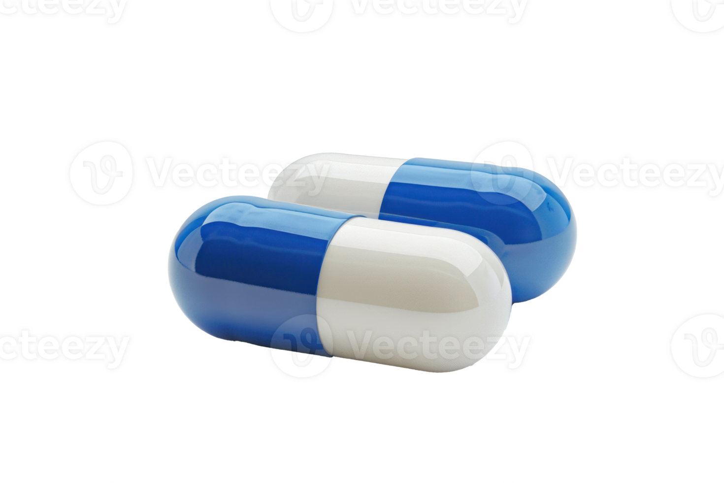 Two tone white and blue capsule, transparent background png