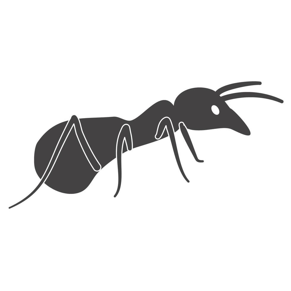 black silhouette of ant icon vector