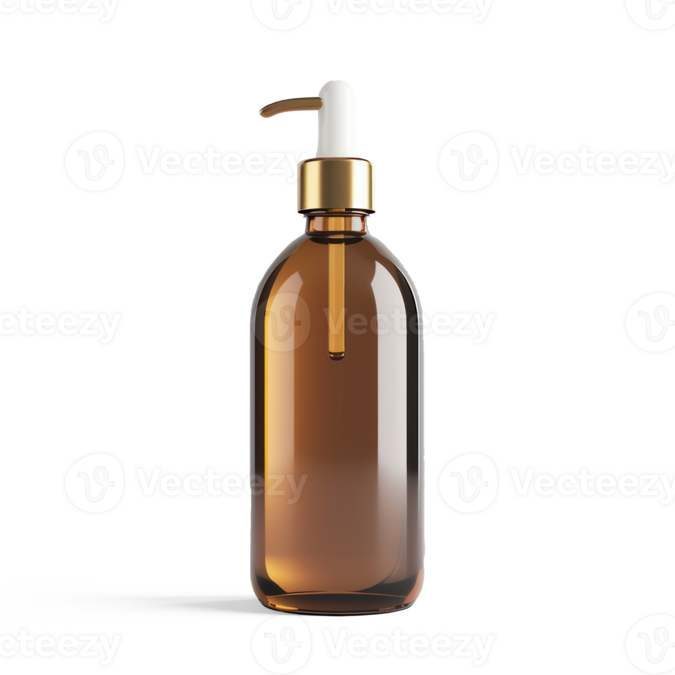 3D plain mockup of a Hair Oil Bottle, isolated on a transparent background png