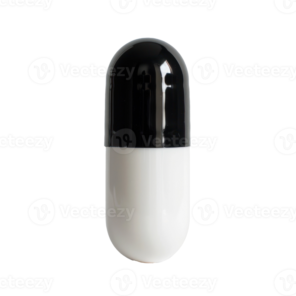 Two tone white and black capsule, transparent background png