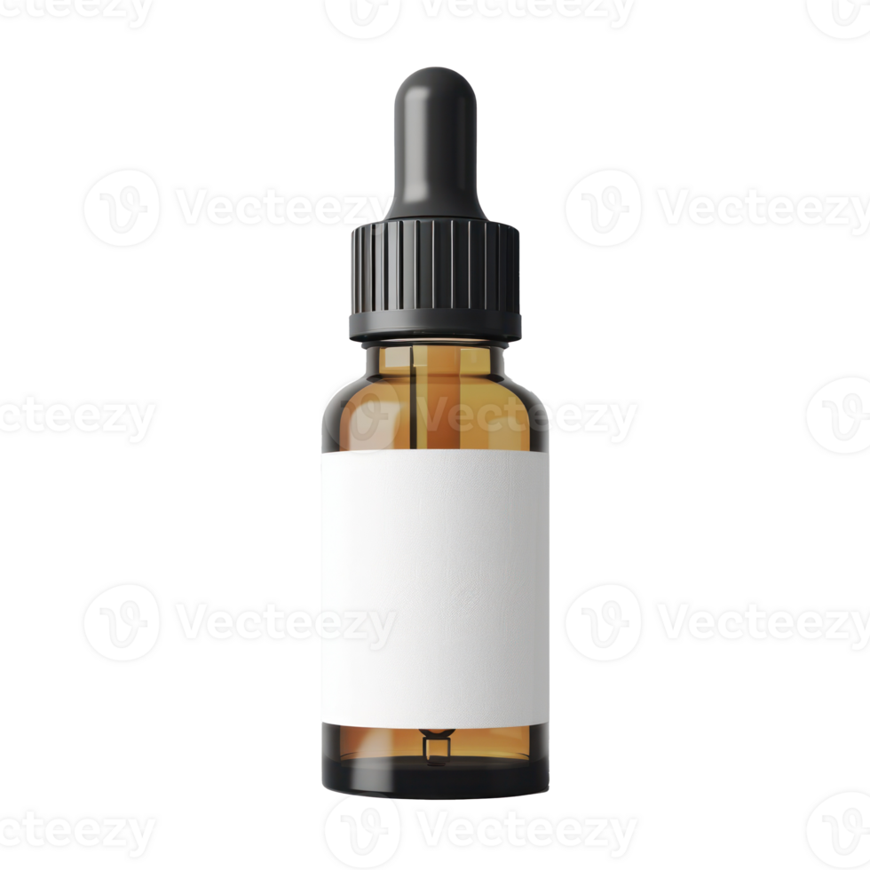 Small Dropper Bottle with a pipette and blank white label isolate on transparent background png