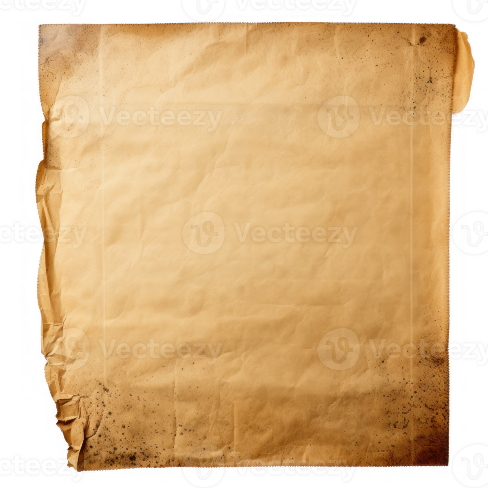 old paper isolate on transparent background png