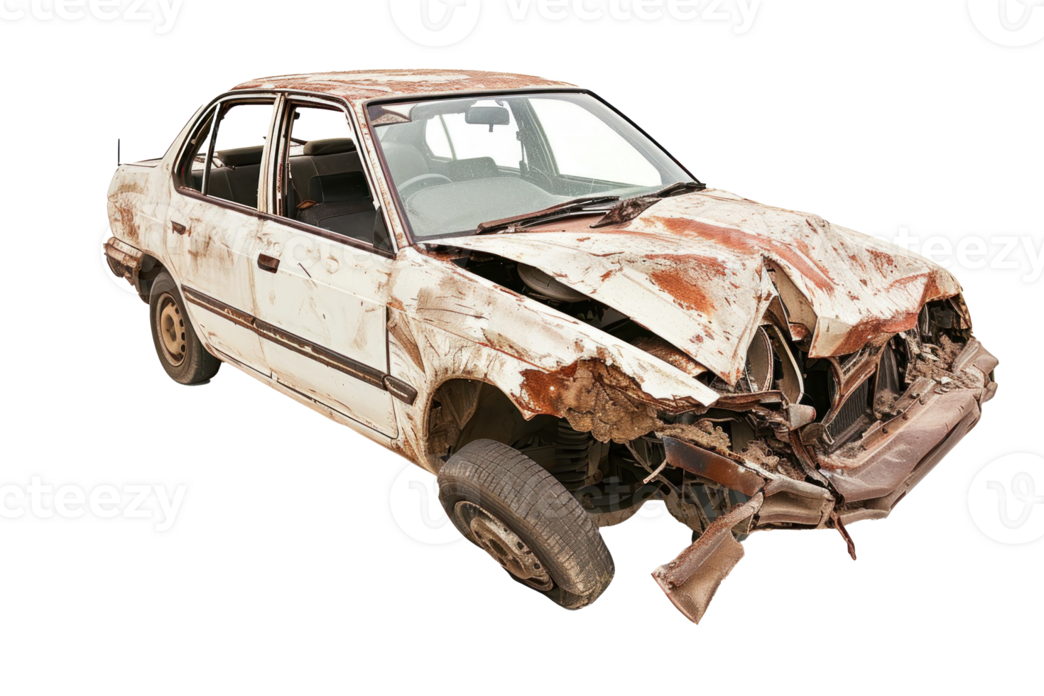 damaged car, on transparent background png