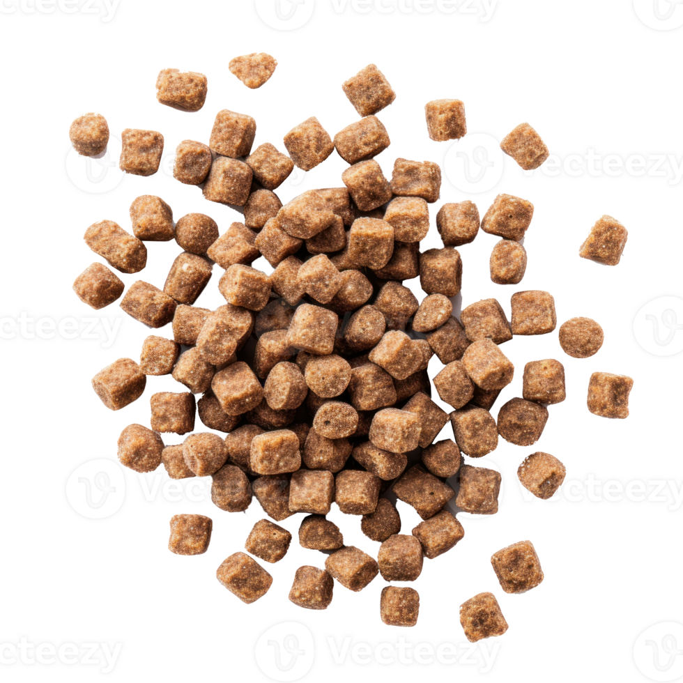 some granules of pet food grains isolated on transparent background png