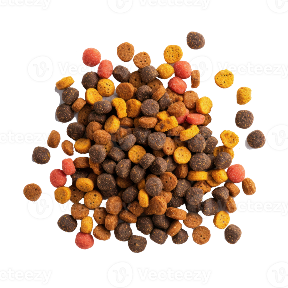 pet dry food round granules at white surface isolate on transparent background png