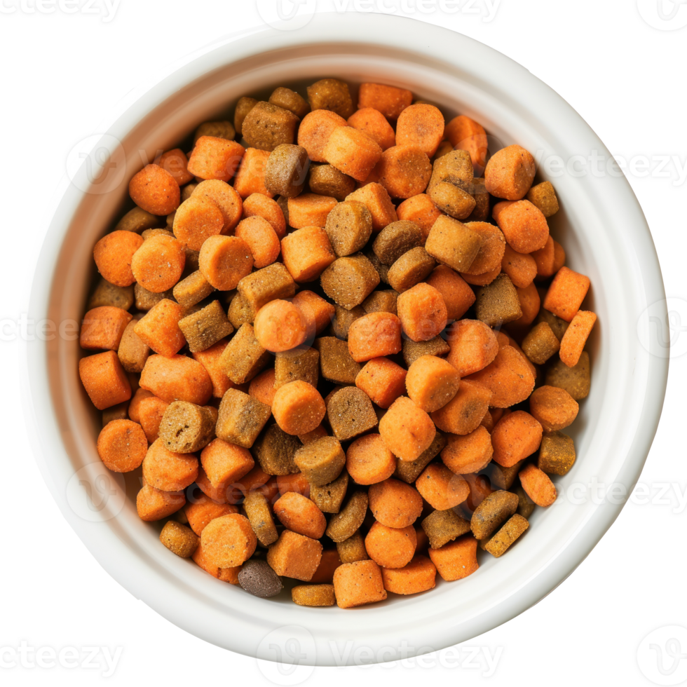 A bowl of orange dog food isolate on transparent background png