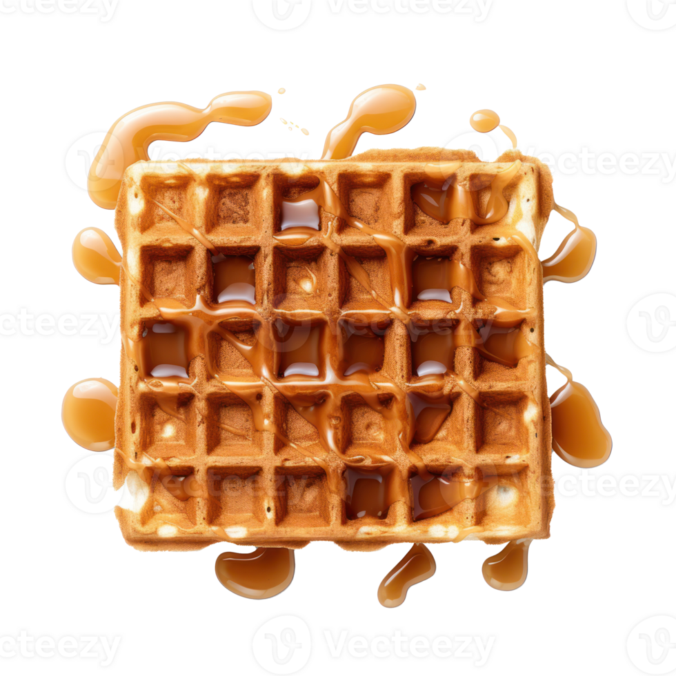 Waffle, in Michael miller style, top down view, flat lay, clipart transparent background png