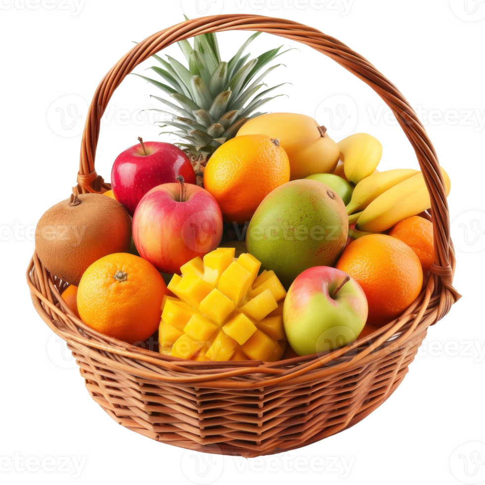 fruit basket isolate on transparent background png