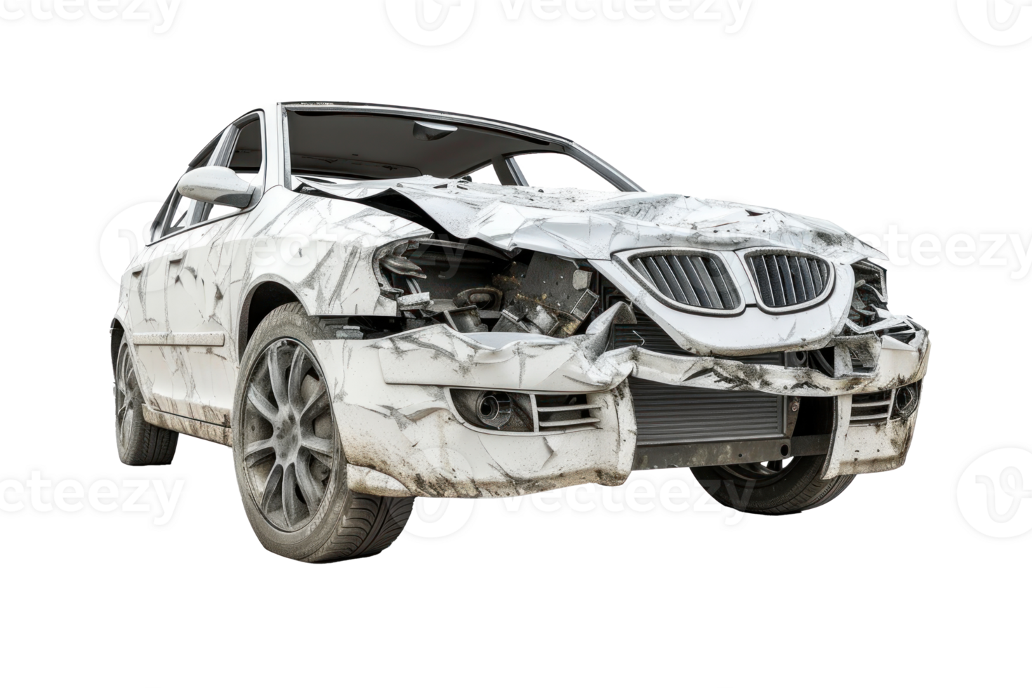 broken modern car high quality isolated on transparent background png