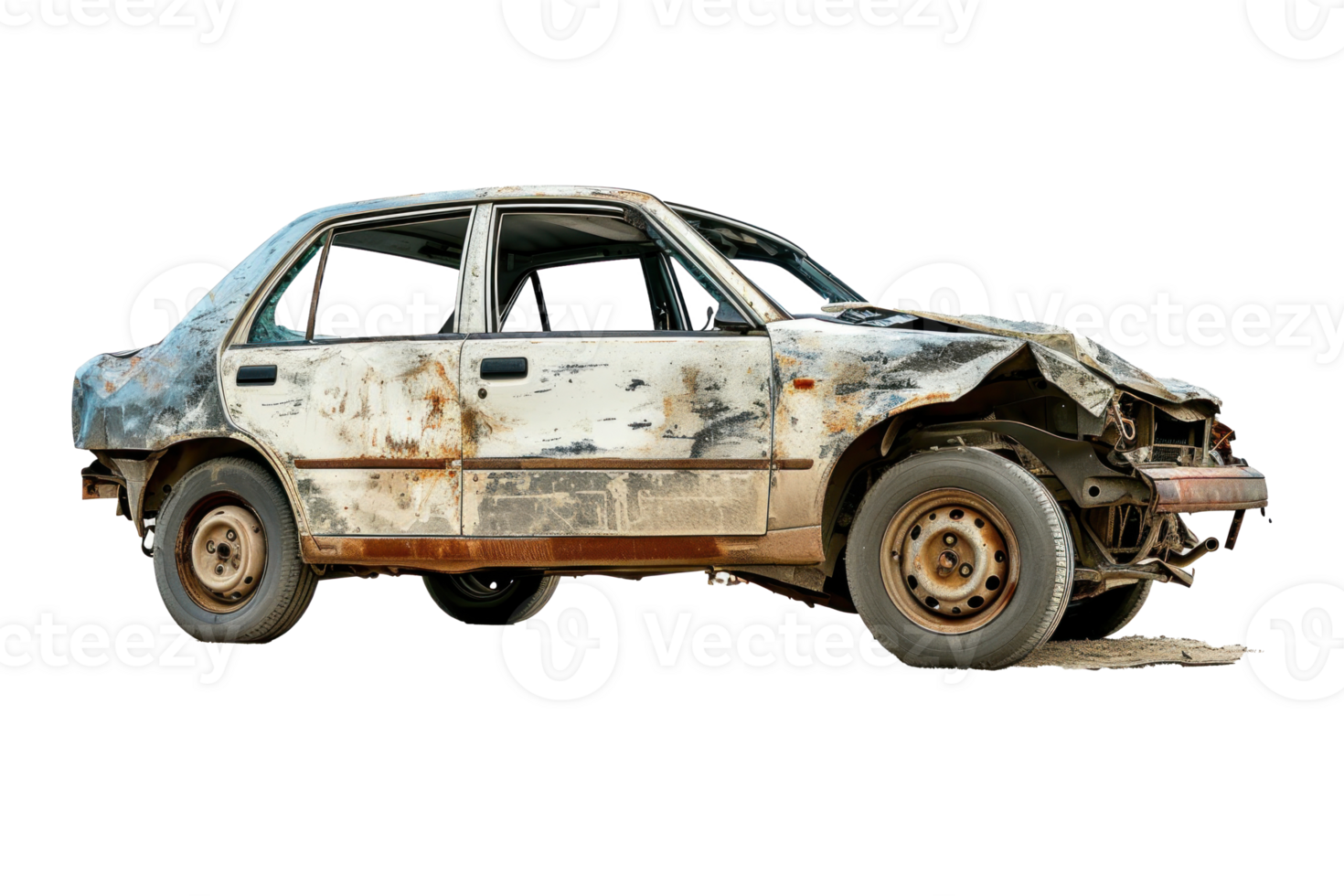 damaged car, on transparent background png