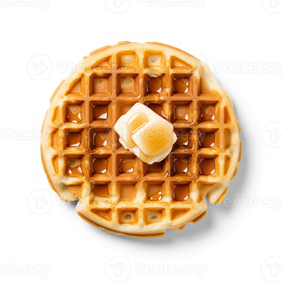 Commercial photograph of waffle on a flat transparent background png