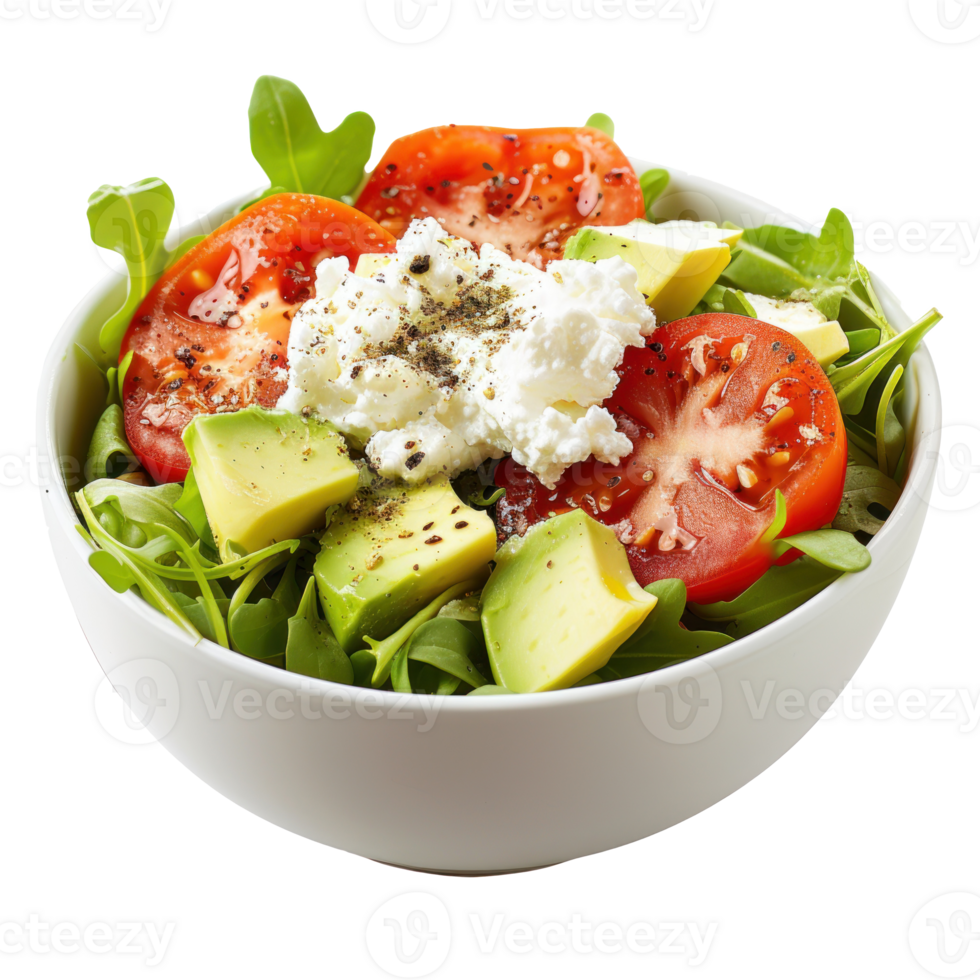tomato salad with avocado, cucumber, and feta cheese png