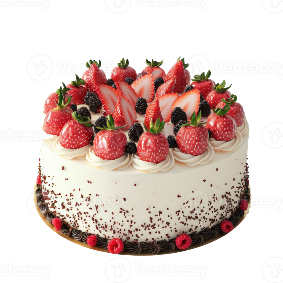 a cake with strawberries and berries on it png