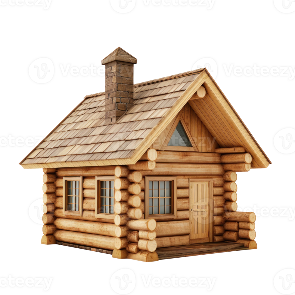 3d icon a little wooden house isolated on a transparent background png