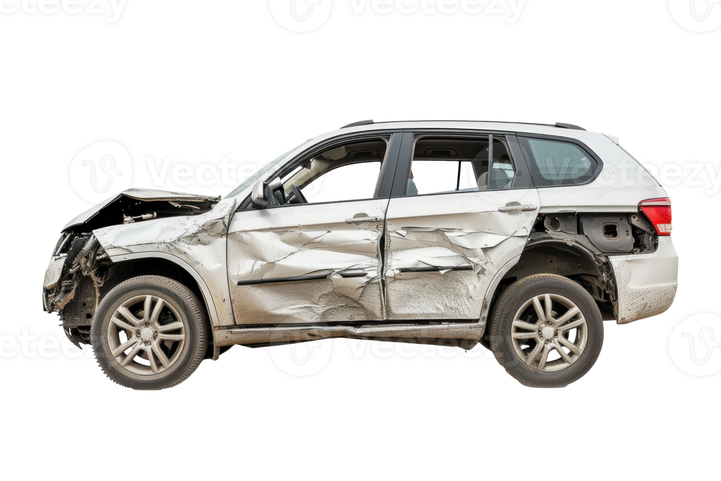 broken modern car suv high quality isolated on transparent background png