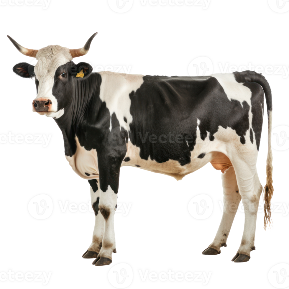 cow with spotted horns, side view, isolated on transparent background png