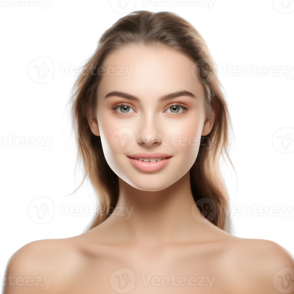 beautiful young woman with clean skin and no makeup png