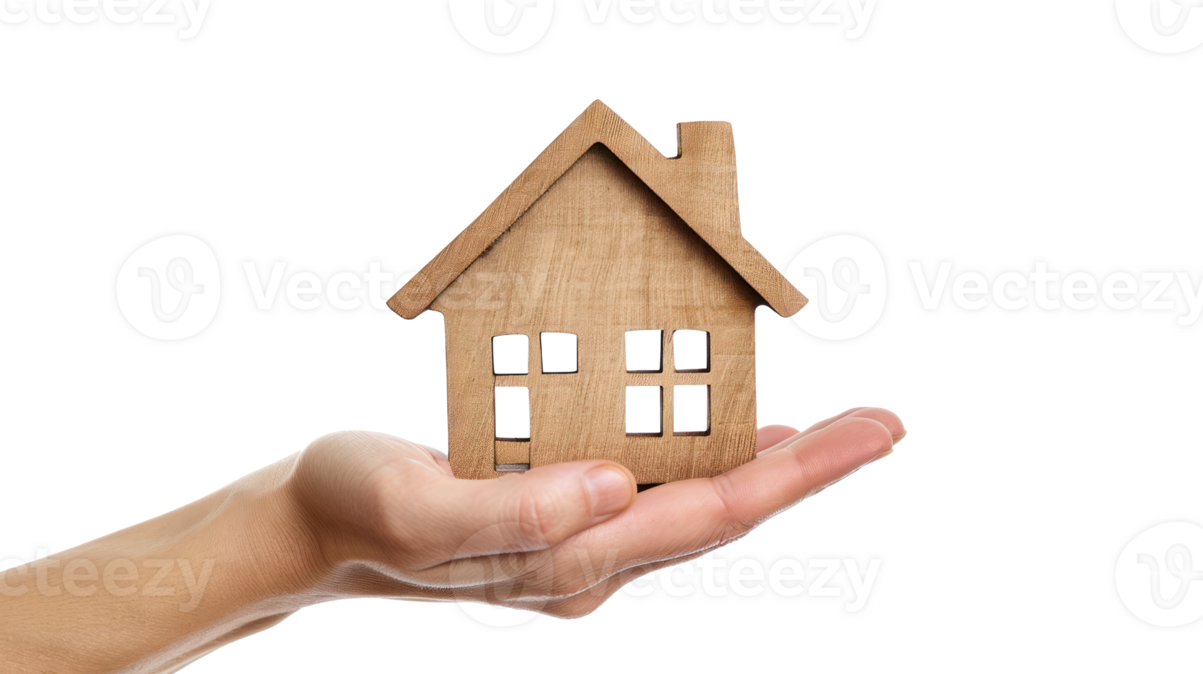 Hand holding house cutout on transparent background png
