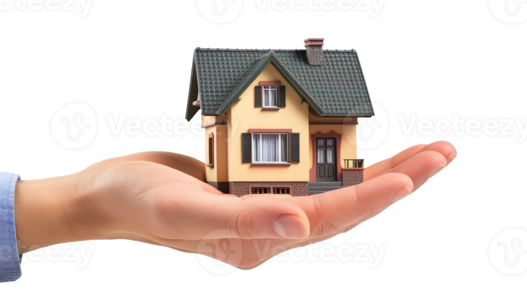 Hand holding a house isolated on transparent background png