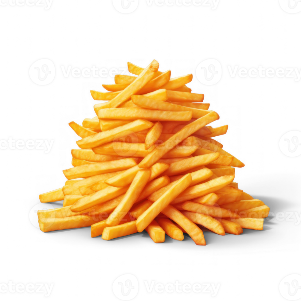 French fries with chicken batter, in the style of photo-realistic landscapes, on an isolated transparent background png