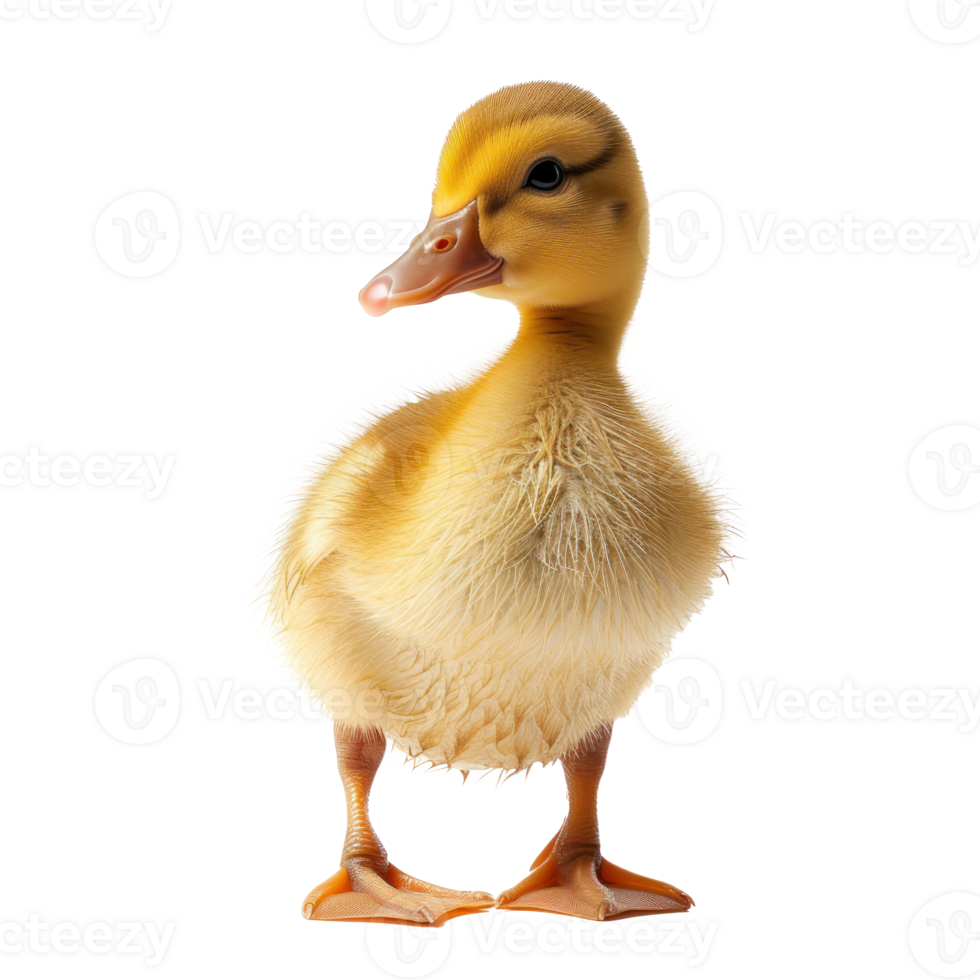 A Full Body Realistic Baby duckling real duckling, yellow feathers isolate on transparent background png