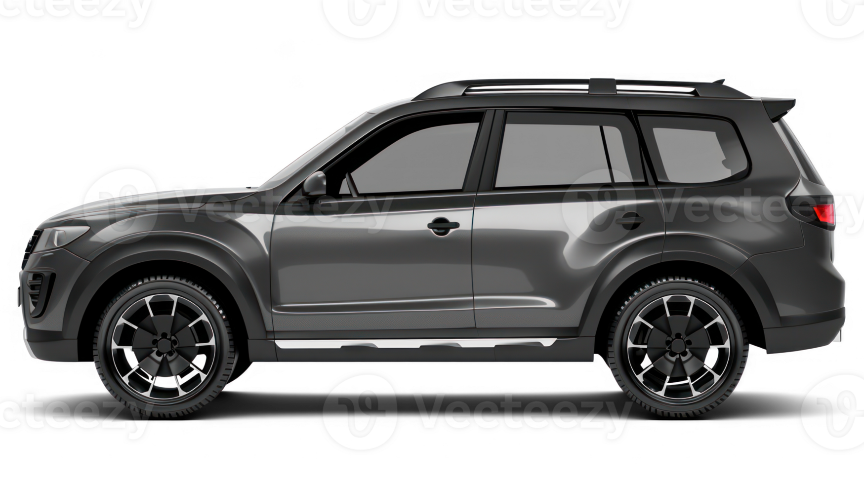 Grey SUV car in side view isolated on transparent background png